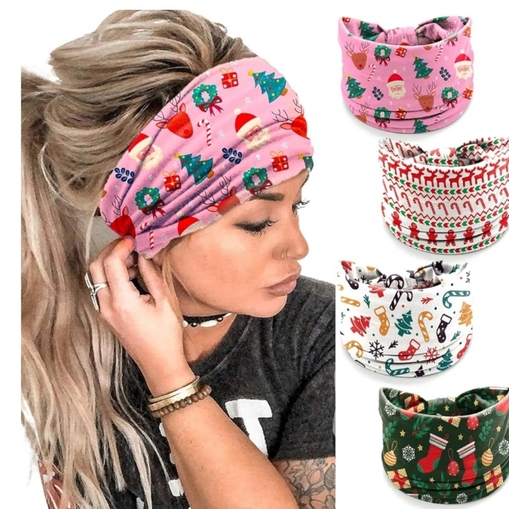 Set of 4 Festive Holiday Christmas Headbands